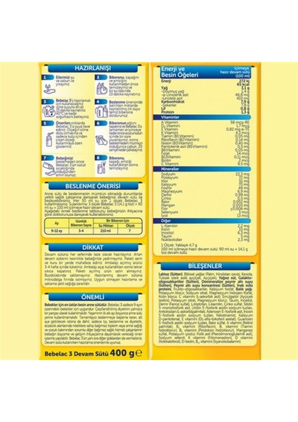 Bebelac Bebek Devam Sütü No3 400 Gr.gzpxt