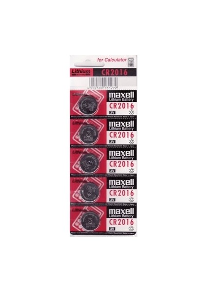 Maxell CR2016 3V Lityum Düğme Pil 5'li Paket.gzpde