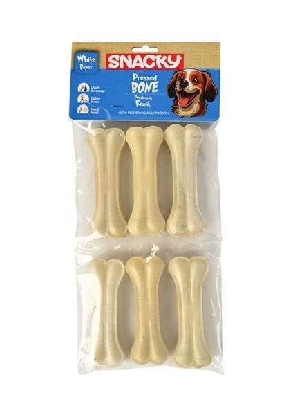 Snacky Beyaz Preslenmiş Yüksek Proteinli Köpek Çiğneme Kemiği 6 Adet 165 Gr.gzpde