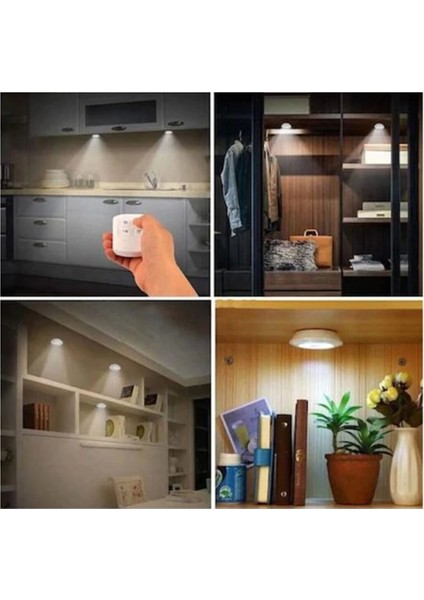 Uzaktan Kumandalı 3 Lü Spot LED Lamba Kablosuz Pilli Işıldak.gzpde