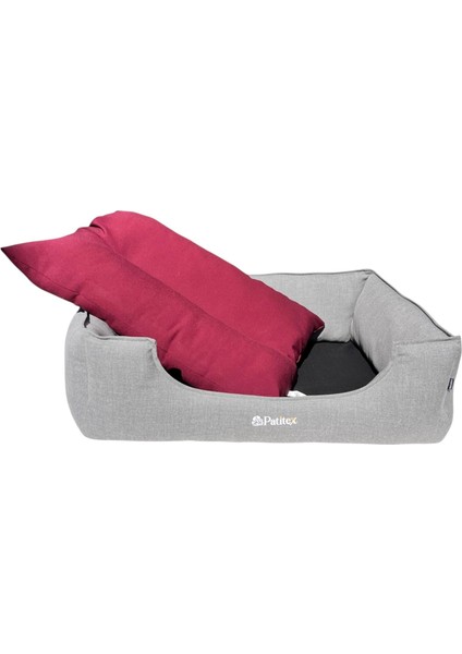 , Gri-Bordo-Köpek Yatakları,kedi Yatakları,gabardin Kumaş,yıkanabilir,minderli indirimleri