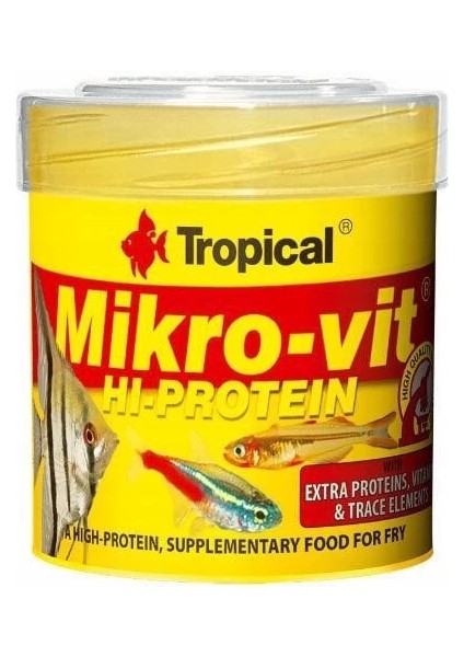 Tropical Mikro-Vit Hı-Protein Yavru Balıklar Için Yüksek Proteinli Balık Yemi 50 ml 32 Gr.gzpde