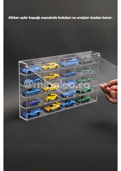 20’li Kapaklı Pleksi 1/64 Hot Wheels Diecast Model Araç Sergileme Rafı modelleri