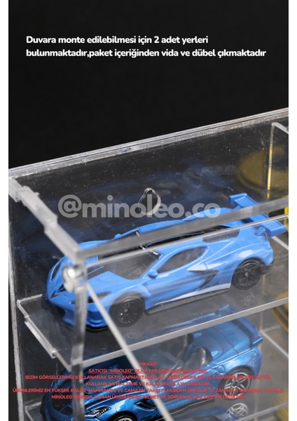 20’li Kapaklı Pleksi 1/64 Hot Wheels Diecast Model Araç Sergileme Rafı