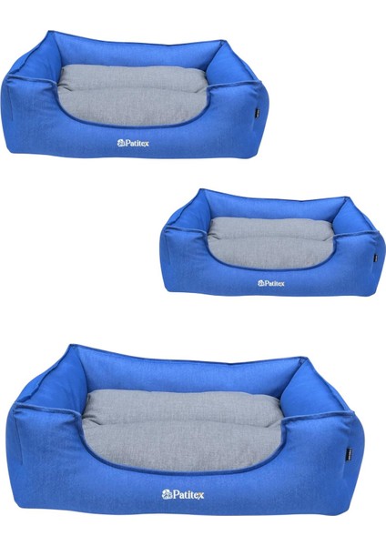 , Mavi-Gri-Köpek Yatakları,kedi Yatakları,gabardin Kumaş,yıkanabilir,minderli