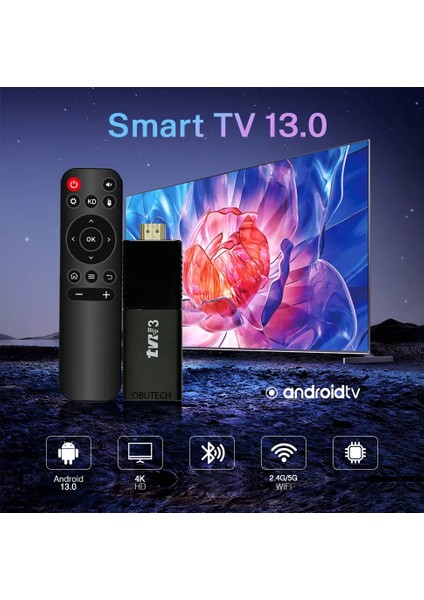 Tvr3 Android Tv Stick – 3. Nesil, 4K Ultra Hd, Tak Çalıştır Akıllı Tv Deneyimi! Android Medya Oynatıcı