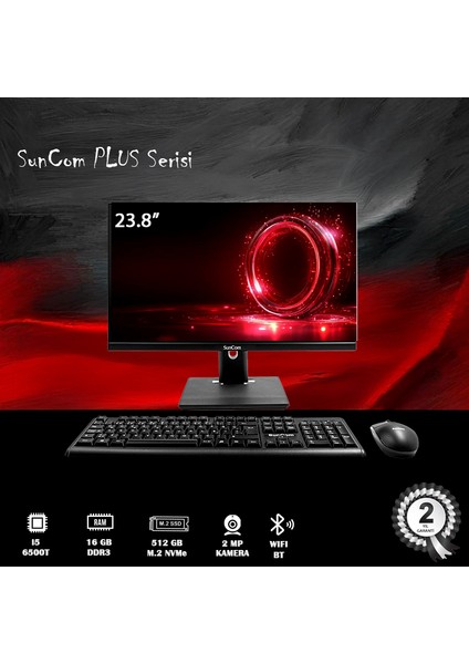 Plus 6G-P02-D3 I5-6500T 16GB 512GB SSD 23.8" Siyah Dos Aıo Pc Pivot Ayaklı