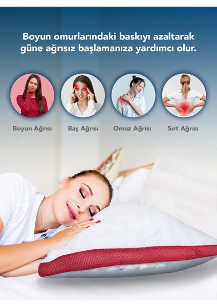 Ortopedık Visco Klimalı Yastık ,visco Parçacıklı Yumuşak Yastık (Bordo)