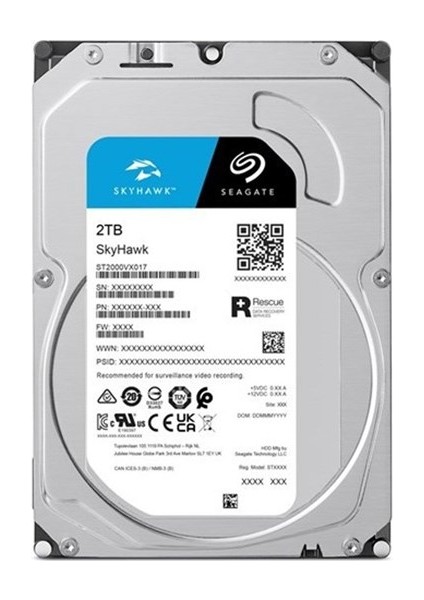 3.5" 2tb Skyhawk ST2000VX0170 5400 Rpm 256MB Sata-3 Güvenlik Diski