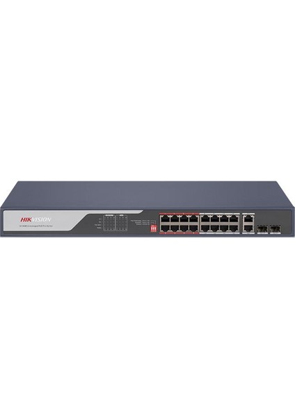 Hıkvısıon DS-3E0318P-E(C) 16+2+2 10/100 Yönetilemez +2 Port Gb. 2 Sfp 16 Port Poe 225W Metal Kasa