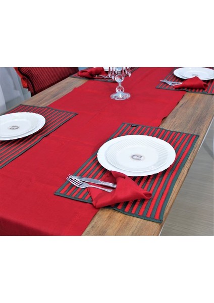 40X150 Kırmızı Runner, Yılbaşı Masa Runner, %100 Pamuk Ince Kumaş
