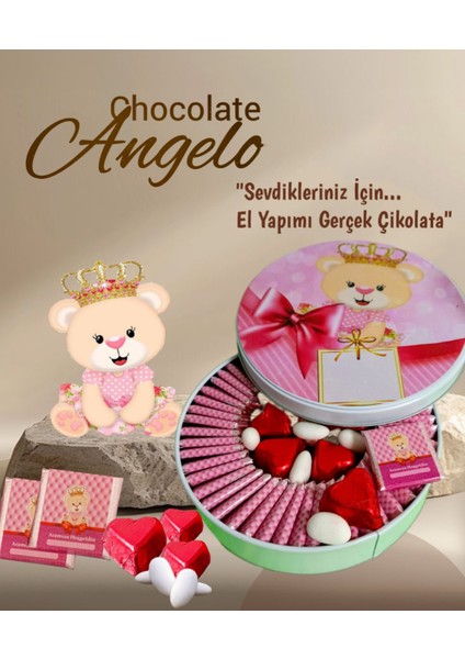 Angelo 500 gr Hediyelik Metal Kusunda Kız Bebek Çikolatası modelleri