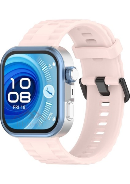 Huawei Fit 3 / Fit 4 / Fit 4 Pro Uyumlu Şık Dalga Tasarım Siyah Tokalı Silikon Kordon Huawei Kayış