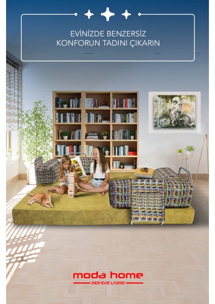 Retro Yataklı Kanepe,yatak Olabilen,dinlenme Amaçlı Legom Aktivite Koltuğu-Hardal fırsatları