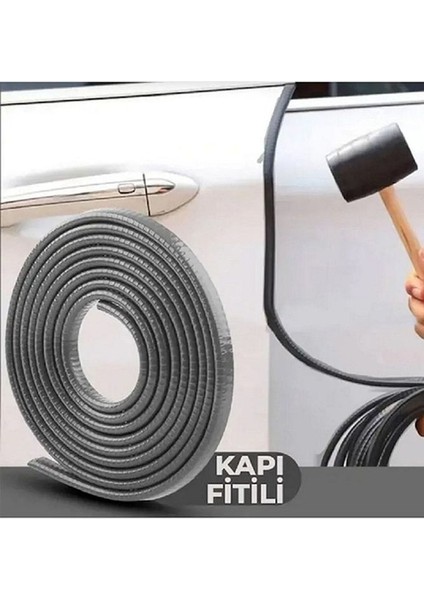 Oto Araç Kapı Koruma Fitili 5metre Parlak Gri Renk Çarpma Çizilme Önleyici Fitil