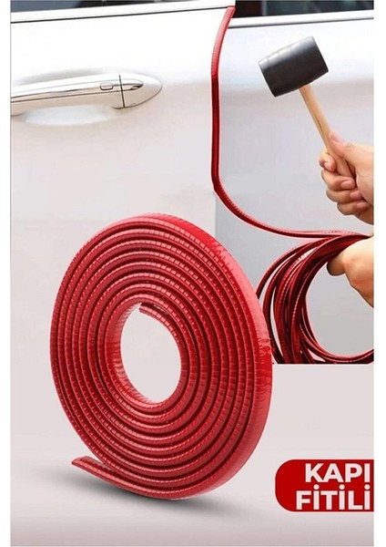 Oto Araç Kapı Koruma Fitili 5metre Parlak Kırmızı Renk Çarpma Çizilme Önleyici Fitil