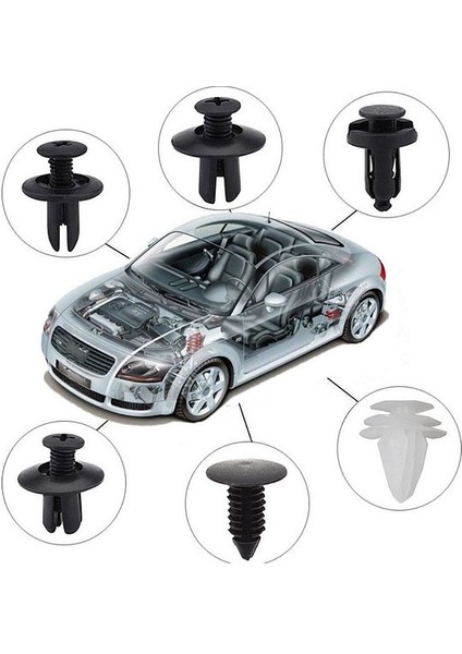 100 Parça Oto Fastener Klip Tampon Kapı Pervazı Tutucu Raptiye Klips Seti Kutulu