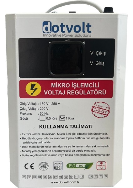 Dotvolt Volt Mn 1000 Va Monofaze Kombi Voltaj Regülatörü