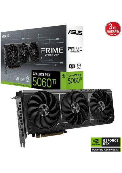 Asus Prıme Geforce Rtx 5060 Ti 8gb Gddr7 28 Gbps 128-BIT PRIME-RTX5060TI-8G Ekran Kartı