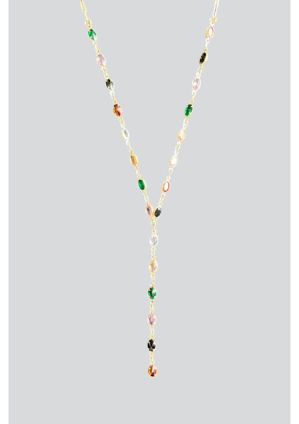 Renkli Taşlı Y Kolye modelleri