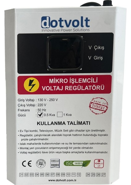 Dotvolt Volt Mn 500 Va Monofaze Kombi Voltaj Regülatörü