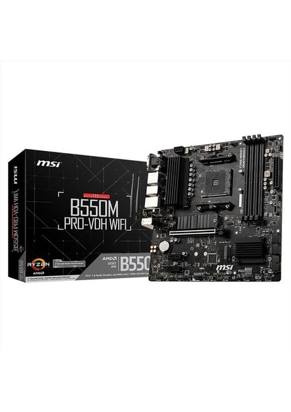 Msı B550M Pro-Vdh Wıfı B550 Ddr4 VGA Glan Matx HDMI DVI M.2 Usb3.2 Wıfı Am4 Amd Anakart