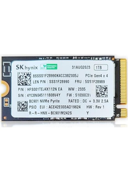 Skhynıx HFS001TEJ4X112N M.2 1tb Pcıe + Nvme SSD Disk (22X42MM) Kutusuz