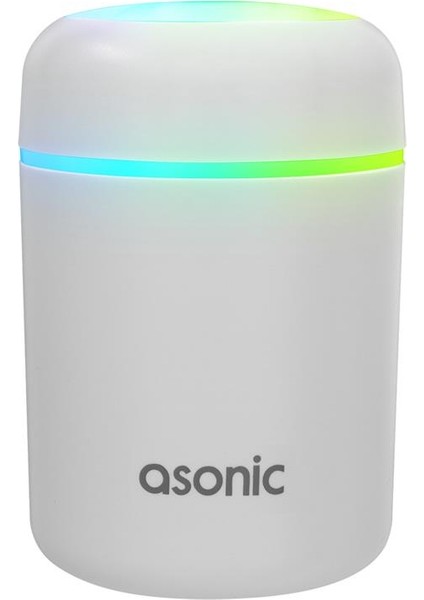 Asonic HN21 Matte Beyaz 2W 300ML Kapasiteli 4 Saat Çalışabilir Rgb Mini Oda Nemlendirici