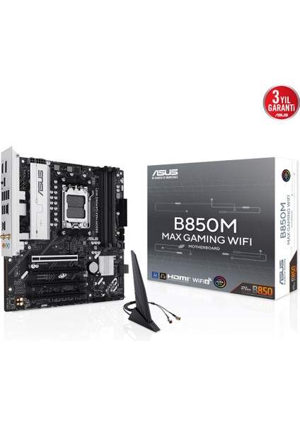 Asus B850M Max Gamıng Wıfı B850M Ddr5 (Vga Yok) Glan Matx Hd Dp Typ-C Wıfı Bt M2 Am5 Amd Anakart