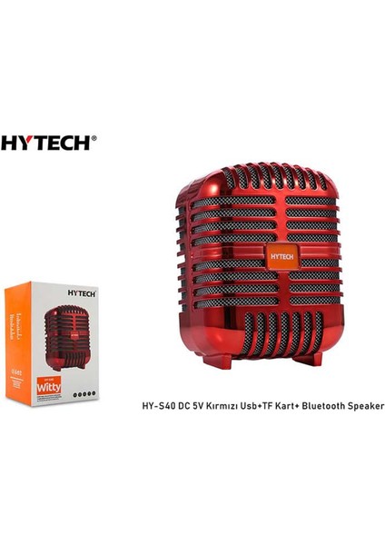 Hytech HY-S40 Dc 5V Bluetooth Speaker Kırmızı Usb+Tf Kart+