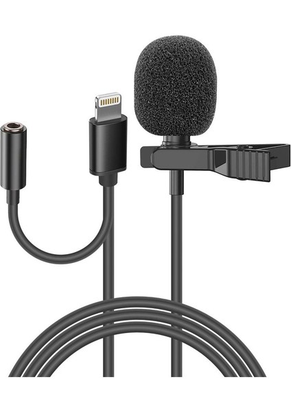 Snopy SN-MTK35 Siyah Lightning Tik-Tok Akıllı Telefon Kulaklık Çıkışlı Yaka Mikrofonu