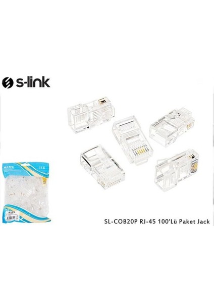 S-Lınk SL-COB26P 100 Lü Paket RJ45 Konnektör Yeni Nesil Jack Ftp