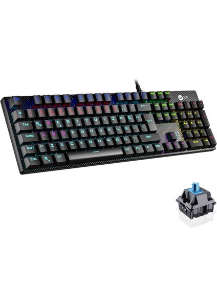 Lenovo Lecoo KG1101 Q Trk Usb+Makro Tuşlu Mekanik+Blue Switch Rgb Aydınlatmalı Gaming Klavye