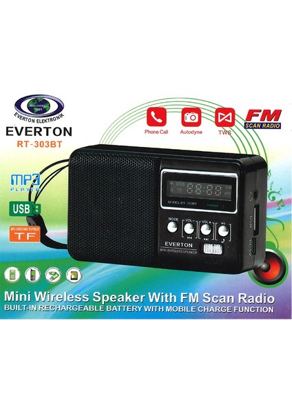 Everton RT-303BT Fm-Usb-Tf Şarjlı Dijital Göstergeli Radyo modelleri