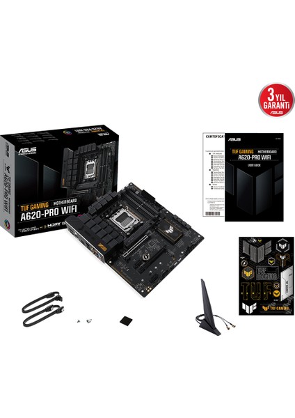 Asus Tuf Gamıng A620-PRO Wıfı A620 Ddr5 (Vga Yok) Glan 2.5g Atx Hd Dp Us3 Wıfı Bt Typ-C Rgb M2 Am5 Amd Anakart