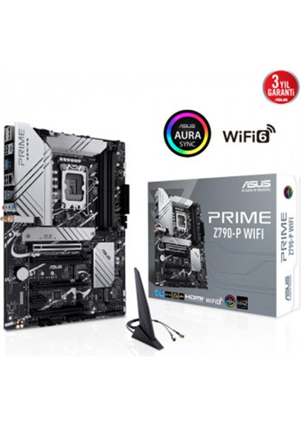 Asus Prıme Z790-P Wıfı Intel Z790 LGA1700 Ddr5 7200 Dp HDMI 3x M2 Usb3.2 Ax Wifi Bt Aura Rgb