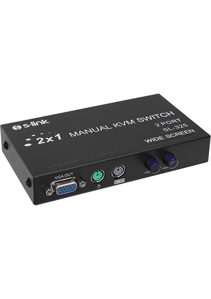 S-Lınk 2port SL-325 Vga+Ps2 1.8m M/m Kablolu Manuel Kvm Switch