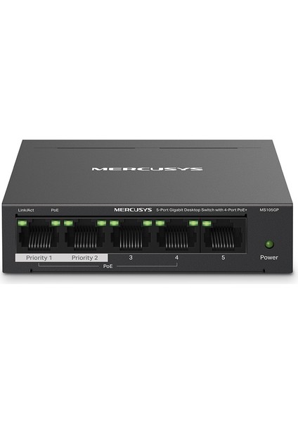 Tp-Link Mercusys MS105GP 5 Port 10/100/1000 4 Port 65W Poe Yönetilemez Switch