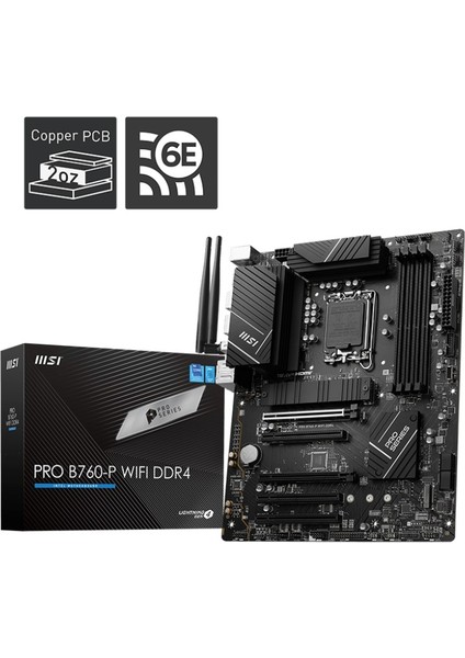 Msı Pro B760-P Wıfı B760 Ddr4 (Vga Yok) Glan 2.5g Atx Hd Dp Wıfı Bt M2 Typ-C Rgb 1700P Anakart
