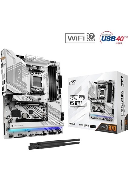 Asrock X870 Pro Rf Wıfı7 Ddr5 Hdmı-Dp Typec Pcıe 5.0 Am5 Atx