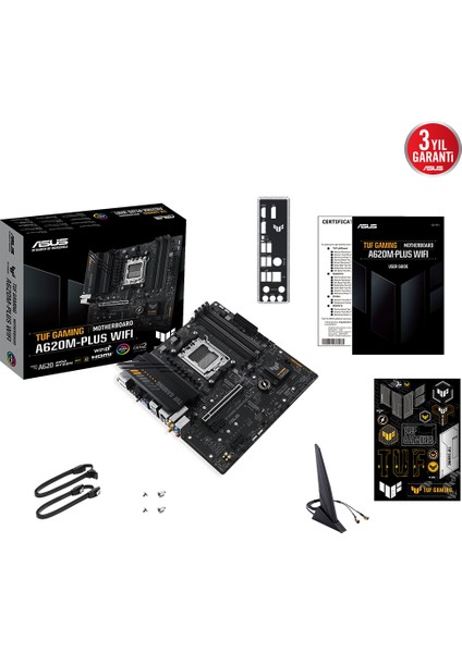 Asus Tuf Gamıng A620M-PLUS Wıfı Am5 Ddr5 6400 HDMI Dp M2 Bt Rgb Gbit Matx