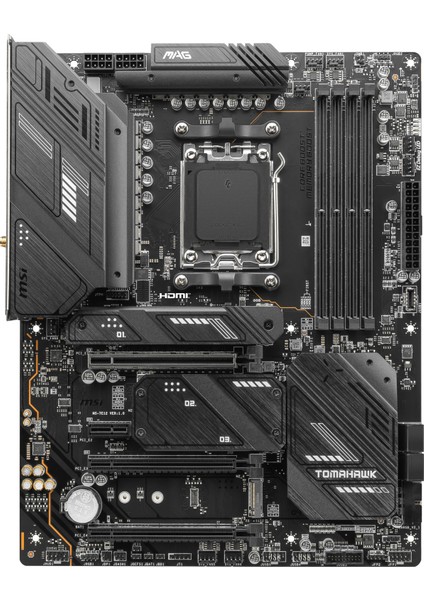 Msı Mag X670E Tomahawk Wıfı Am5 Ddr5 6600(OC) M.2 2.5g Lan HDMI Dp Wifi 6e Atx