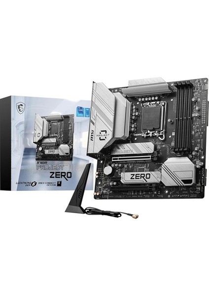 Msı B760M Project Zero Wıfı-6e Ddr5 Hdmı-Dp Pcıe 4.0 1700P Matx