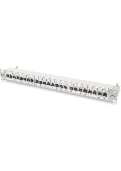 Dıgıtus DN-91624S-EA 19" 24 Port CAT-6A Ea Sınıfı Ftp Patch Panel, Zırhlı, 1u, Tozdan Korumak Için Kapaklı