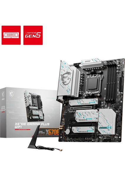 Msı X670E Gamıng Plus Wıfı Ddr5 Am5 7800(OC) Pcı-E 5.0 HDMI Dp Wıfı 6e Atx