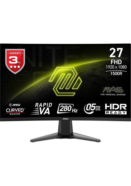 Msı 27" Va Mag 276CXF 0.5ms 280HZ Hdmı-Dp Kavıslı Gamıng Monitör 1920X1080