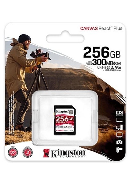 Kıngston 256GB Canvas React Plus SDR2/256GB Profesyonel Sd Hafıza Kartı