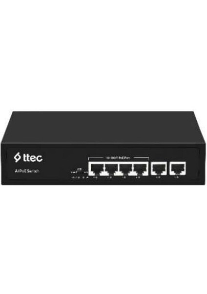 Ttec 4port 65W 0665P 10/100 2x-Uplınk Yönetilemez Poe Switch Tak Çalıştır