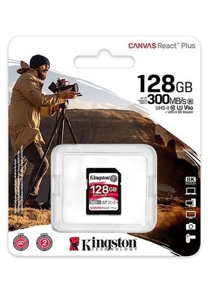 Kıngston 128GB Canvas React Plus SDR2/128GB Sdhc Profesyonel Hafıza Kartı