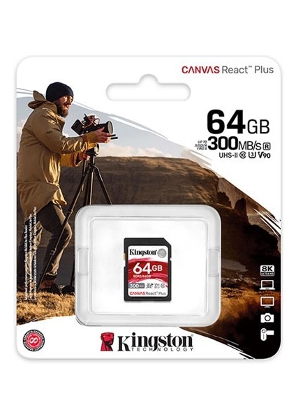 Kıngston Sd 64GB Canvas React Plus SDR2/64GB Hafıza Kartı